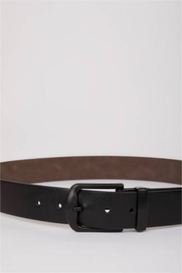 حزام رجالي جلد صناعي بمشبك مستطيل