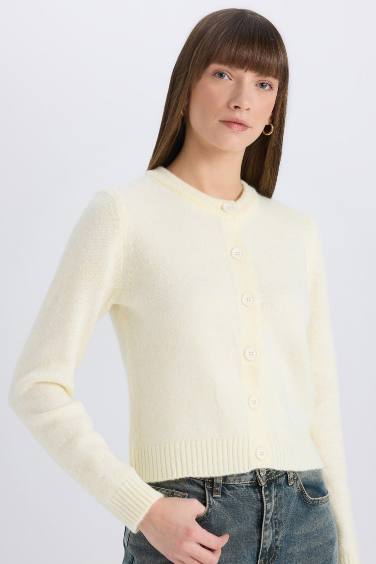 Cardigan à col rond avec boutons Coupe régulière