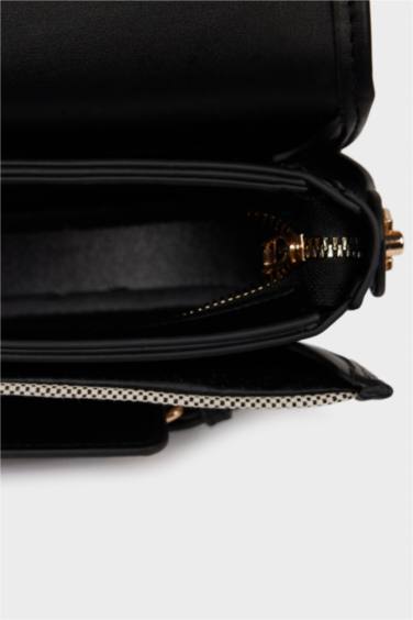 Woman Canvas Look Faux Leather Shoulder Bag