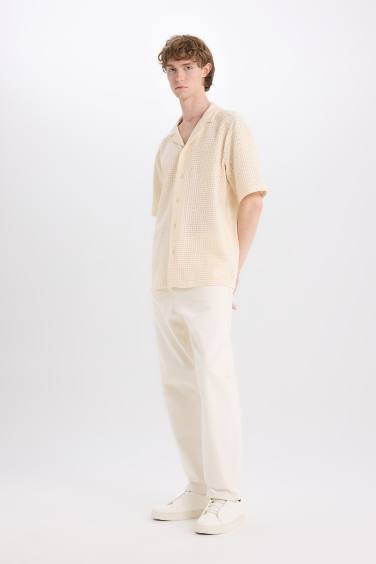 Regular Fit Apache Neck Short Sleeve Shirt