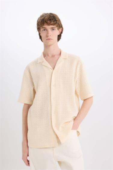 Regular Fit Apache Neck Short Sleeve Shirt