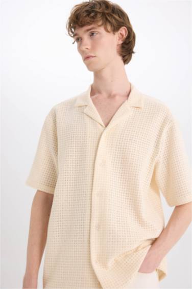 Regular Fit Apache Neck Short Sleeve Shirt