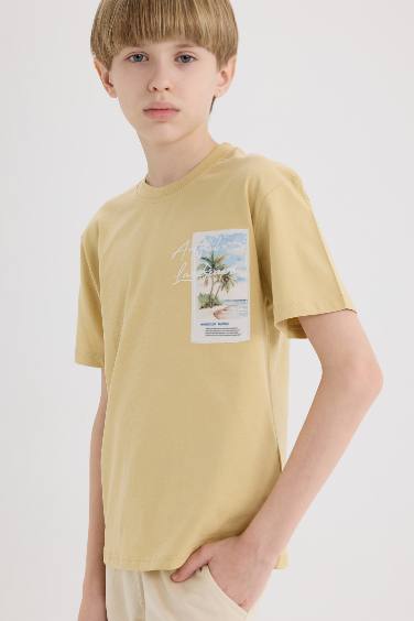 Boy Crew Neck Embroidered Short Sleeve T-Shirt