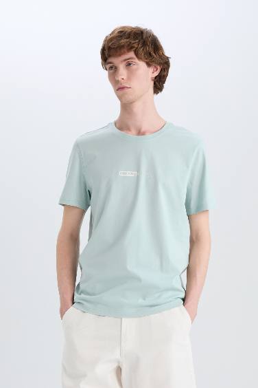 Cotton Slim Fit Crew Neck Printed Short Sleeve T-Shirt