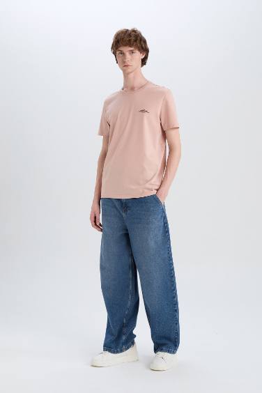 Cotton Slim Fit Crew Neck Printed Short Sleeve T-Shirt