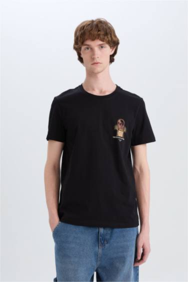 Cotton Slim Fit Crew Neck Printed Short Sleeve T-Shirt