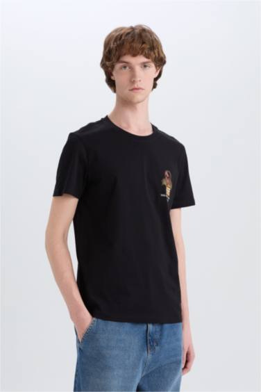 Cotton Slim Fit Crew Neck Printed Short Sleeve T-Shirt