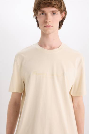 Cotton Regular Fit Crew Neck Printed T-Shirt