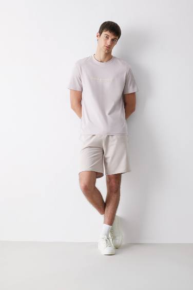 Regular Fit Crew Neck Printed Cotton T-Shirt