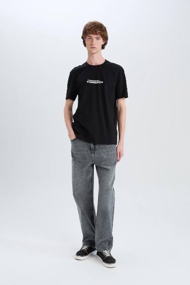 Regular Fit Crew Neck Printed Cotton T-Shirt