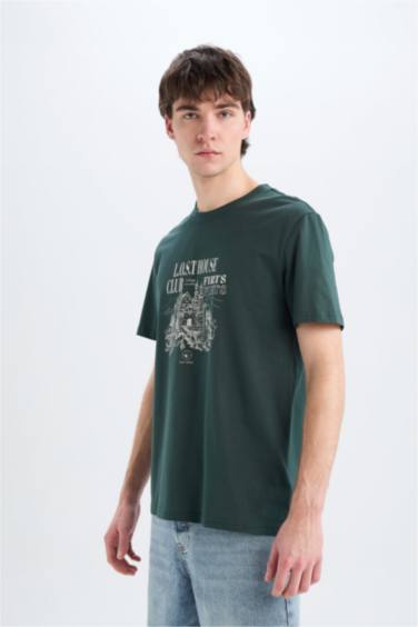 تيشيرت قطن قصة عادية برقبة مستديرة