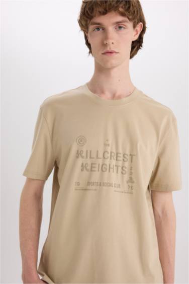 Cotton Regular Fit Crew Neck Printed T-Shirt