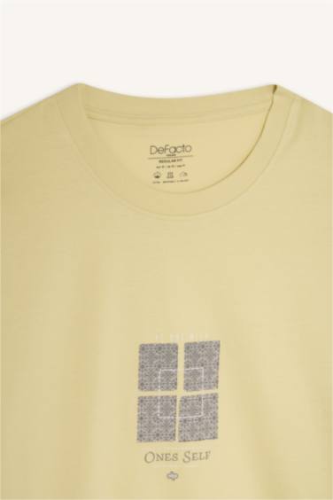 Cotton Regular Fit Crew Neck Printed T-Shirt