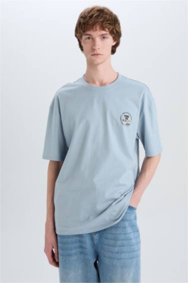 Cotton Boxy Fit Crew Neck Printed T-Shirt