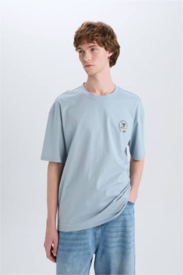 Cotton Boxy Fit Crew Neck Printed T-Shirt