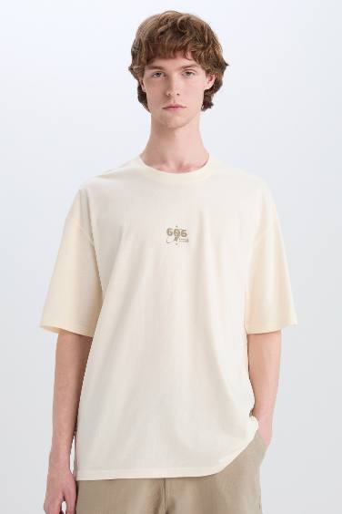 Cotton Oversize Fit Crew Neck Printed T-Shirt