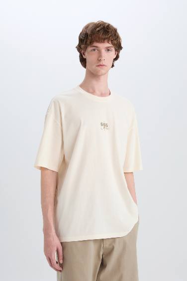 Cotton Oversize Fit Crew Neck Printed T-Shirt