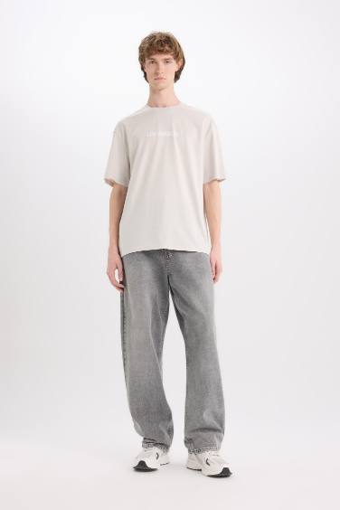 Cotton Boxy Fit Crew Neck Printed T-Shirt