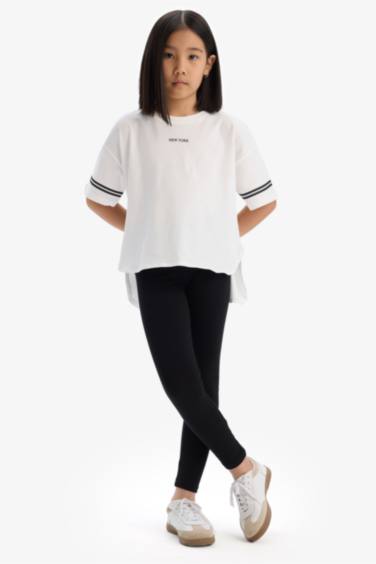Ensemble de t-shirt imprimé à manches courtes et legging pour fille