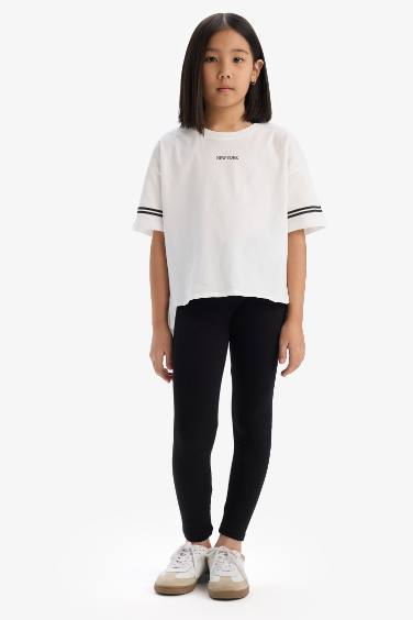 Ensemble de t-shirt imprimé à manches courtes et legging pour fille