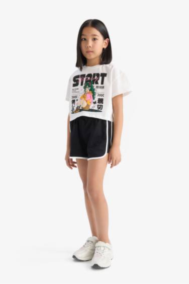 Ensemble de t-shirt imprimé et short à taille élastique pour fille