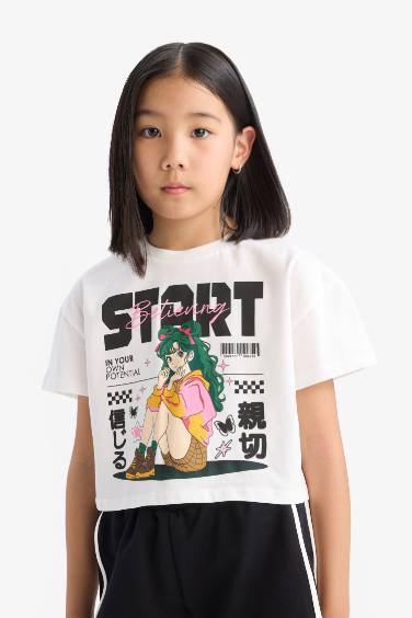 Ensemble de t-shirt imprimé et short à taille élastique pour fille