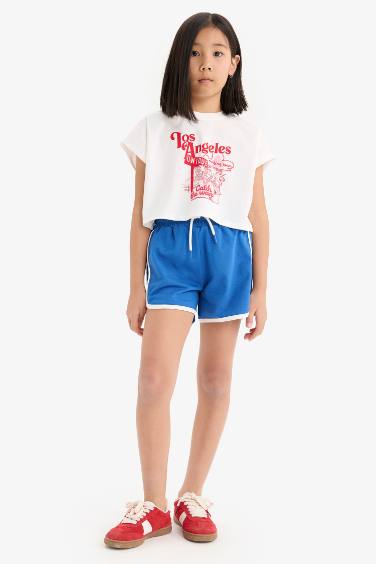 Girl Printed Short Sleeve T-Shirt Shorts 2 Piece Set