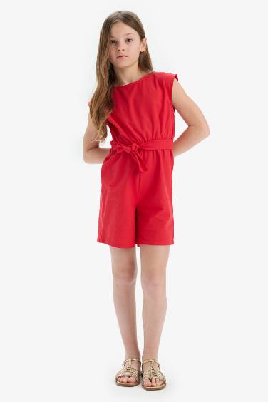 Girl Cotton Sleeveless Short Jumpsuit