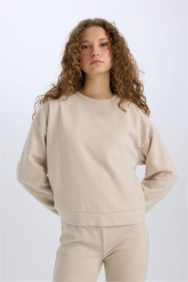 2'li Takım Basic Düz Bisiklet Yaka Üst Beli Lastikli Uzun Alt