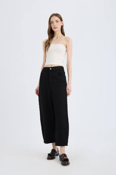 Barrel Fit Normal Waist Ankle Length Soft Jeans