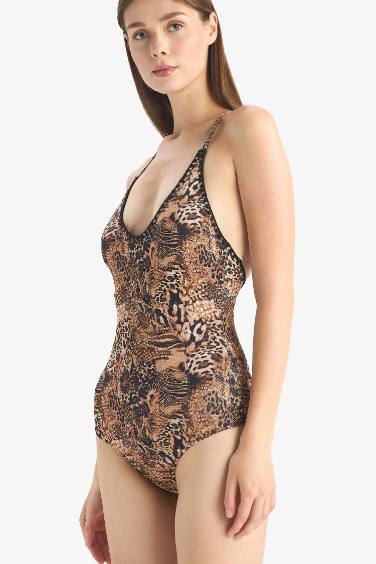 Fall in Love Regular Fit Leopard Patterned Swimsuit