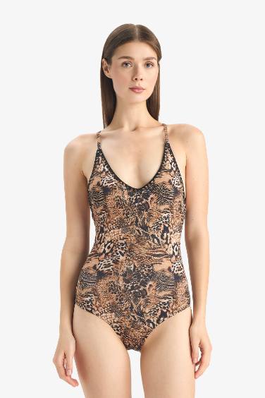 Fall in Love Regular Fit Leopard Patterned Swimsuit