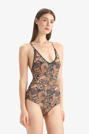 Fall in Love Regular Fit Leopard Patterned Swimsuit