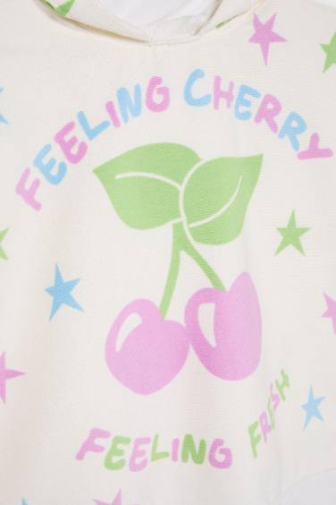 Kız Çocuk Desenli Pamuklu Panço Havlu