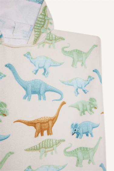 Serviette poncho en coton à motifs dinosaures pour garçon