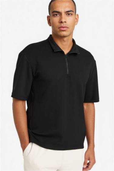 تيشيرت رياضي نص كم قماش سكوبا قصة عادية من DeFactoFit