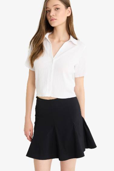 Fitted Crepe Short Sleeve White Shirt