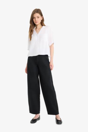 Crop Pyjamas Collar Short Sleeve Shirt