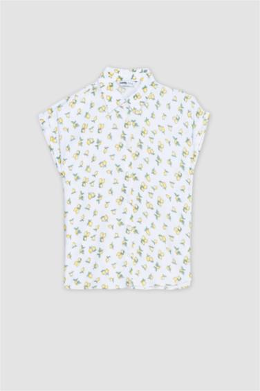 Regular Fit Shirt Collar Viscose Short Sleeve Shirt