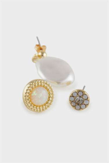 Woman 3 Piece Gold Earrings