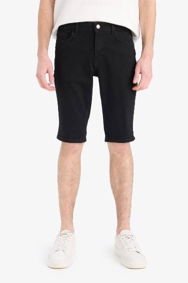 Slim Fit Denim Bermuda Shorts