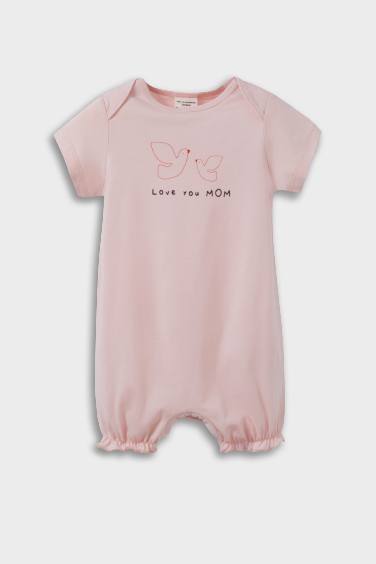 Baby Girl Newborn Animal Patterned Cotton 2 Piece Jumpsuit