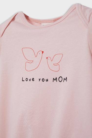 Baby Girl Newborn Animal Patterned Cotton 2 Piece Jumpsuit