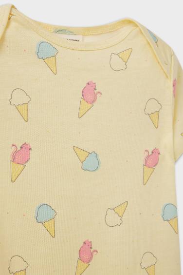 Baby Girl Newborn Ice Cream Printed Cotton Jumpsuit