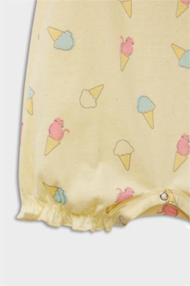 Baby Girl Newborn Ice Cream Printed Cotton Jumpsuit