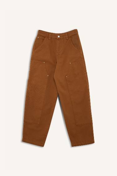 Baggy Fit Regular Waist Gabardine Trousers