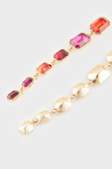 Woman Red Long Earrings