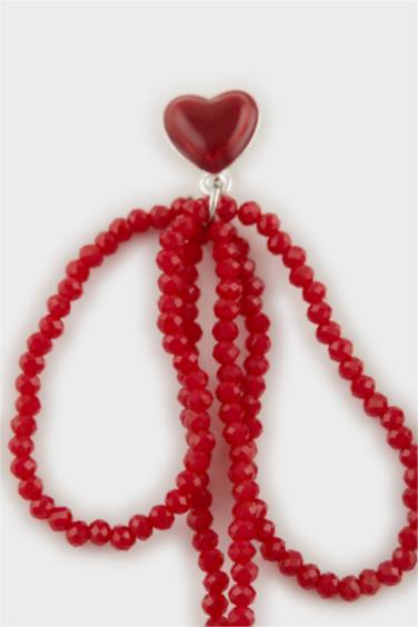 Woman Red Patterned Earrings