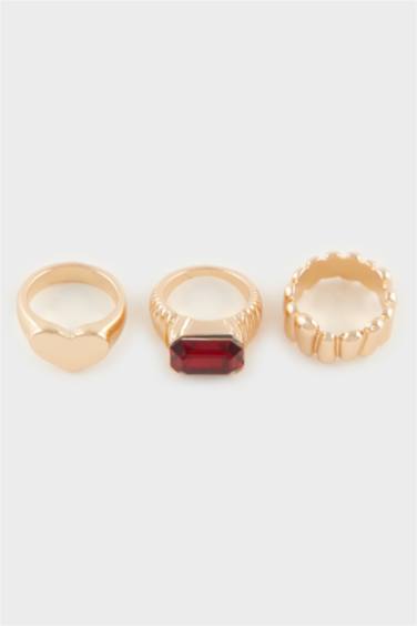 Woman 3 Piece Stone Gold Rings
