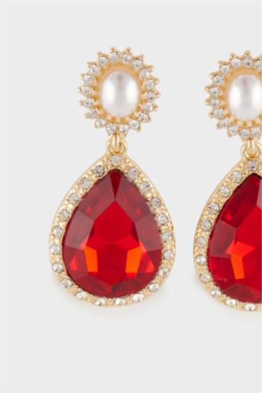Woman Red Stone Earrings